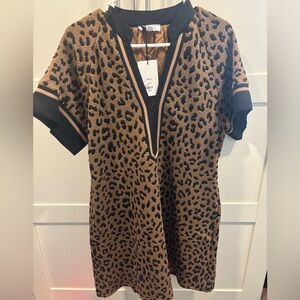 THML Leopard Print Dress - Black and Brown